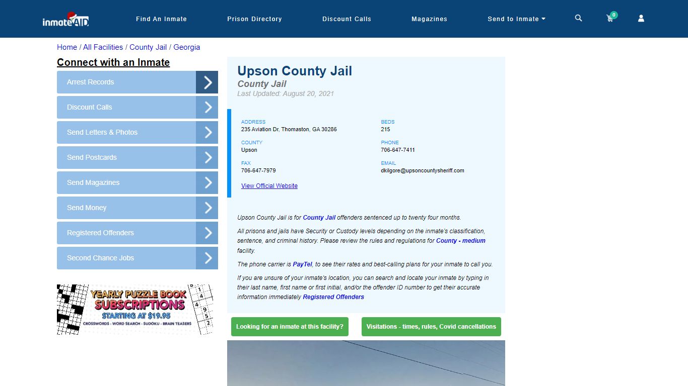 Upson County Jail - Inmate Locator - Thomaston, GA